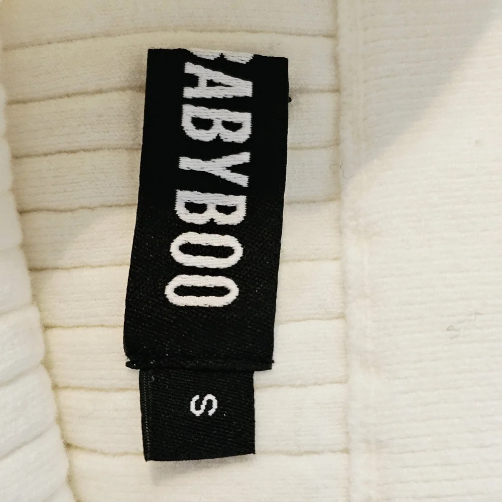 Babyboo White Ribbed Strapless Bandeau Tube Top S Y2K Summer Coquette Crop Top - Picture 3 of 9